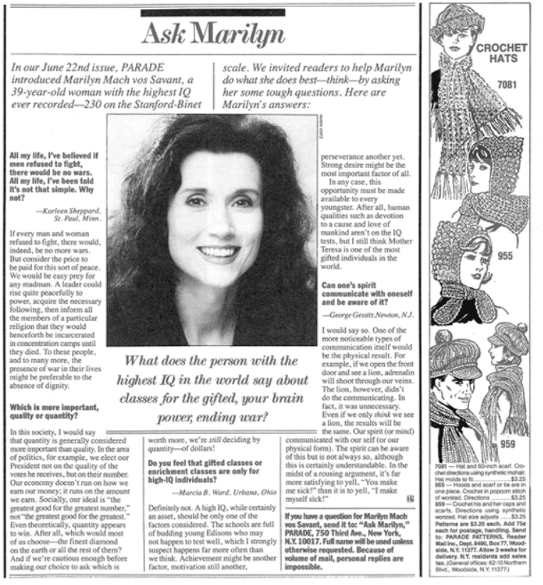 "‘Ask Marilyn’ – La columna que demostró que tener razón no siempre es popular. 🧠🔥 Fuente: Parade.com"