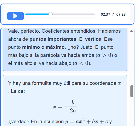 Ilustración de la tecnología PodQuest de AulaQuest, combinando audio y texto.