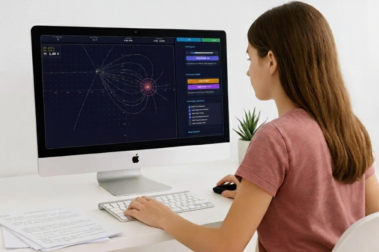 Simulación interactiva de AulaQuest en un ordenador