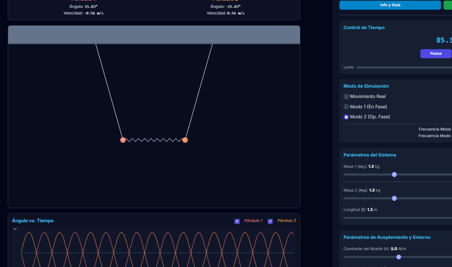 Coupled pendulums simulation