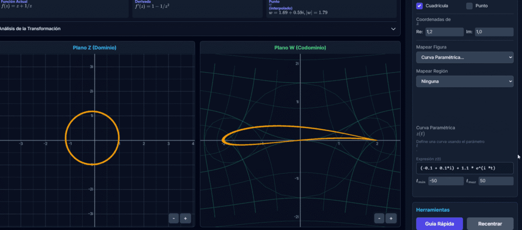 simulador de transformaciones en el plano complejo aulaquest