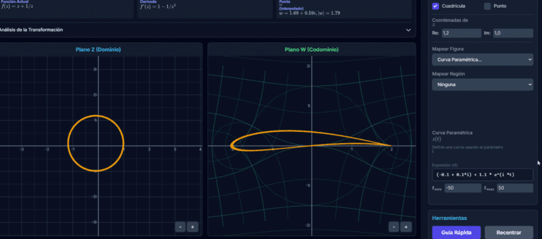 simulador de transformaciones en el plano complejo aulaquest