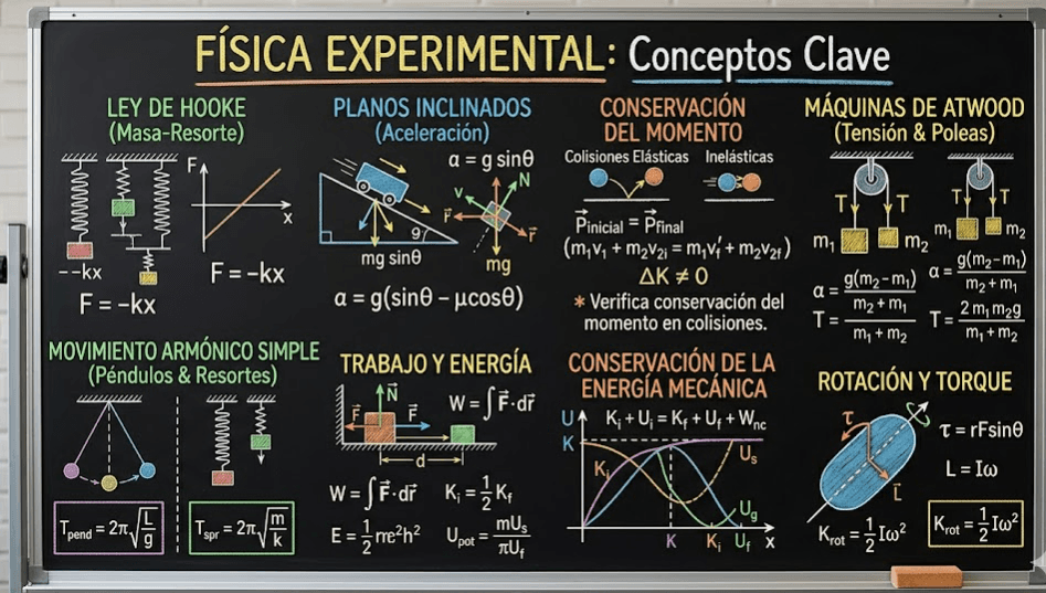 Laboratorios virtuales de física: masa-resorte, péndulo, colisiones, energía
