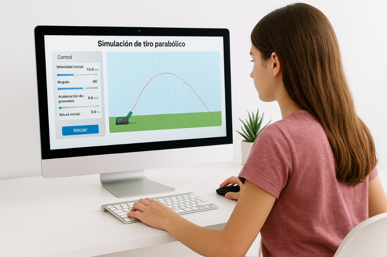 Simulación interactiva de AulaQuest en un ordenador